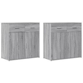 Aparadores 2 uds madera de ingeniería gris Sonoma 79x38x80 cm
