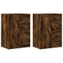 Aparadores 2 uds madera de ingeniería roble ahumado 59x39x80 cm