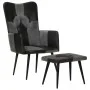 Armchair with genuine leather footrest and black canvas by vidaXL, Armchairs - Ref: Foro24-339678, Price: 104,46 €, Discount: %