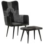 Sessel mit Fußstütze aus echtem Leder und schwarzem Segeltuch von vidaXL, Sessel - Ref: Foro24-339678, Preis: 100,68 €, Rabat...