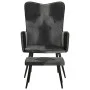 Sessel mit Fußstütze aus echtem Leder und schwarzem Segeltuch von vidaXL, Sessel - Ref: Foro24-339678, Preis: 104,46 €, Rabat...