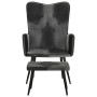 Sessel mit Fußstütze aus echtem Leder und schwarzem Segeltuch von vidaXL, Sessel - Ref: Foro24-339678, Preis: 100,68 €, Rabat...