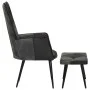Sessel mit Fußstütze aus echtem Leder und schwarzem Segeltuch von vidaXL, Sessel - Ref: Foro24-339678, Preis: 104,46 €, Rabat...