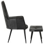 Sessel mit Fußstütze aus echtem Leder und schwarzem Segeltuch von vidaXL, Sessel - Ref: Foro24-339678, Preis: 100,68 €, Rabat...