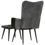 Sessel mit Fußstütze aus echtem Leder und schwarzem Segeltuch von vidaXL, Sessel - Ref: Foro24-339678, Preis: 104,46 €, Rabat...