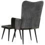 Sessel mit Fußstütze aus echtem Leder und schwarzem Segeltuch von vidaXL, Sessel - Ref: Foro24-339678, Preis: 100,68 €, Rabat...