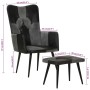 Sessel mit Fußstütze aus echtem Leder und schwarzem Segeltuch von vidaXL, Sessel - Ref: Foro24-339678, Preis: 100,68 €, Rabat...