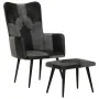 Sessel mit Fußstütze aus echtem Leder und schwarzem Segeltuch von vidaXL, Sessel - Ref: Foro24-339678, Preis: 104,46 €, Rabat...