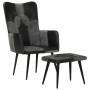 Sessel mit Fußstütze aus echtem Leder und schwarzem Segeltuch von vidaXL, Sessel - Ref: Foro24-339678, Preis: 100,68 €, Rabat...