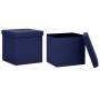 Folding storage stools 2 pcs blue synthetic linen by vidaXL, Folding stools and chairs - Ref: Foro24-338776, Price: 42,92 €, ...