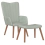 Sillón de relax con taburete de terciopelo gris claro