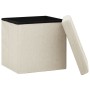 Folding storage stool in cream white synthetic linen by vidaXL, Folding stools and chairs - Ref: Foro24-338764, Price: 24,84 ...