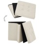 Folding storage stool in cream white synthetic linen by vidaXL, Folding stools and chairs - Ref: Foro24-338764, Price: 24,84 ...