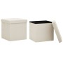 Folding storage stools 2 pcs cream synthetic linen by vidaXL, Folding stools and chairs - Ref: Foro24-338773, Price: 40,51 €,...
