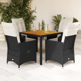 Set de muebles jardín 5 pzas con cojines ratán sintético negro