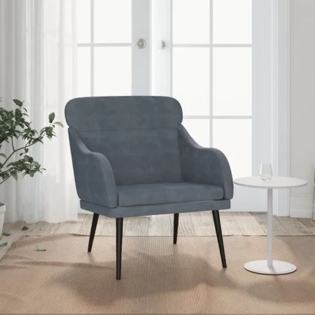 Sillón de terciopelo gris oscuro 63x76x80 cm de vidaXL, Sillones - Ref: Foro24-351437, Precio: 89,87 €, Descuento: %
