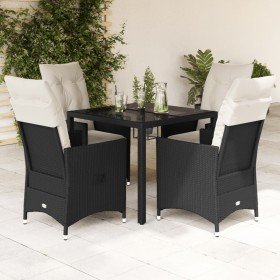 Set de muebles jardín 5 pzas con cojines ratán sintético negro
