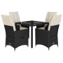Set de muebles jardín 5 pzas con cojines ratán sintético negro