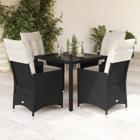 Set de muebles jardín 5 pzas con cojines ratán sintético negro