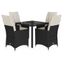 Set de muebles jardín 5 pzas con cojines ratán sintético negro
