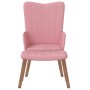 Sillón de relax con taburete terciopelo rosa