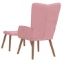 Sillón de relax con taburete terciopelo rosa