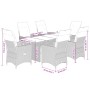 Set de comedor de jardín 7 pzas y cojines ratán sintético negro