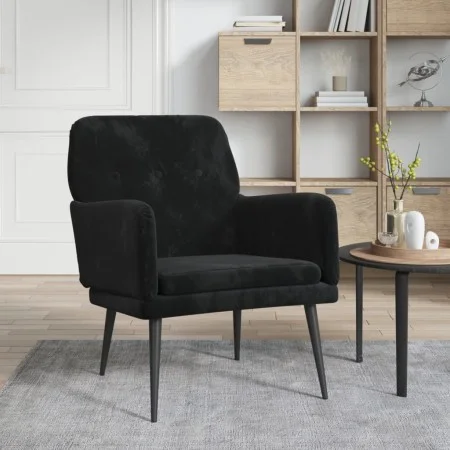 Sillón de terciopelo negro 62x79x79 cm de vidaXL, Sillones - Ref: Foro24-351409, Precio: 91,96 €, Descuento: %