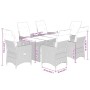 Set comedor jardín 7 pzas y cojines ratán sintético gris
