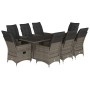 Set comedor jardín 9 pzas y cojines ratán sintético gris