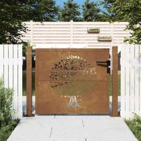Puerta de jardín acero corten diseño árbol 105x80 cm