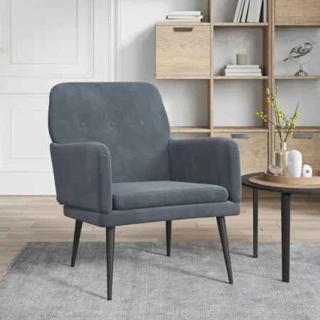 Sillón de terciopelo gris oscuro 62x79x79 cm de vidaXL, Sillones - Ref: Foro24-351405, Precio: 89,96 €, Descuento: %