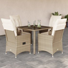 Set comedor de jardín 5 pzas con cojines ratán sintético beige en Conjuntos de jardín | Comprar online en Foro24