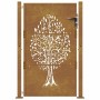 Puerta de jardín acero corten diseño árbol 105x130 cm