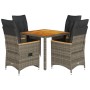 Set comedor de jardín 5 piezas con cojines ratán sintético gris