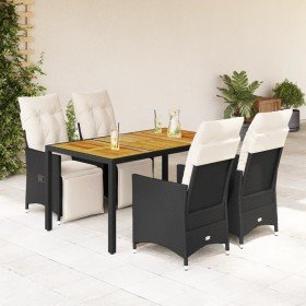 Set de muebles jardín 5 pzas con cojines ratán sintético negro Set de muebles jardín 5 pzas con cojines ratán sintético negro