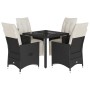 Set de muebles jardín 5 pzas con cojines ratán sintético negro
