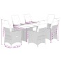 Set de comedor de jardín 7 pzas y cojines ratán sintético negro