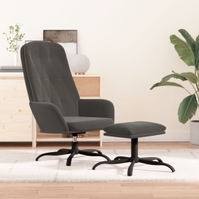 Sillón de relax con taburete terciopelo gris oscuro