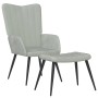 Sillón de relax con taburete de terciopelo gris claro