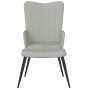 Sillón de relax con taburete de terciopelo gris claro
