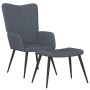 Sillón de relax con taburete terciopelo gris oscuro