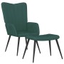 Sillón de relax con taburete terciopelo verde oscuro