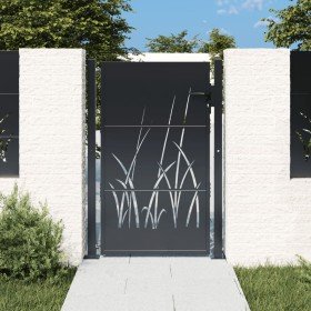Puerta de jardín acero gris antracita diseño hierba 105x155 cm Puerta de jardín acero gris antracita diseño hierba 105x155 cm