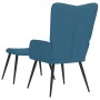 Sillón de relax con taburete terciopelo azul