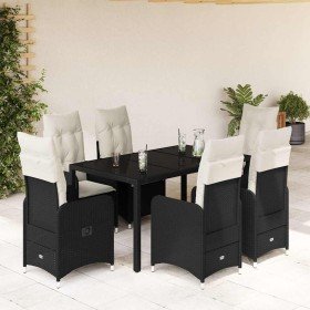 Set de mesa y sillas de jardín 7 pzas y cojines ratán PE negro en Conjuntos de jardín | Comprar online en Foro24