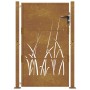 Puerta de jardín acero corten diseño hierba 105x155 cm