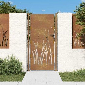 Puerta de jardín acero corten diseño hierba 105x205 cm Puerta de jardín acero corten diseño hierba 105x205 cm