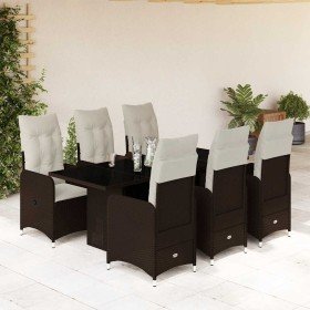 Set de mesa y sillas jardín 7 pzas con cojines ratán PE marrón en Conjuntos de jardín | Comprar online en Foro24