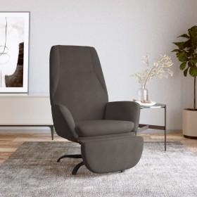 Sillón de relax con reposapiés terciopelo gris oscuro